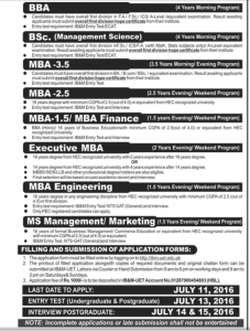 UET IBM BBA MBA Executive MBA Engineering Admission 2024 Last Date