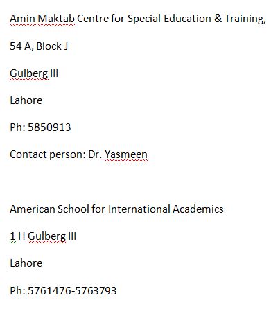 Special Children Schools In Lahore