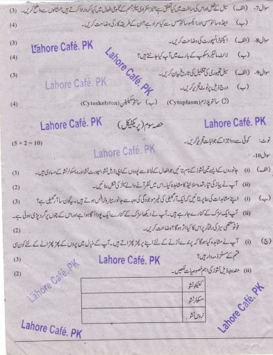 9th Class Biology Model Paper 2017 Urdu Medium Practical Part