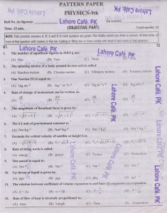 9th Class Physics Model Paper 2018 English Medium Papers Pattern