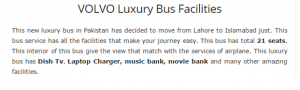 Volvo Bus Pakistan Ticket Price Lahore To Islamabad Bus Fare Online Booking