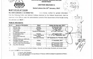 Notification of Punjab Govt Holidays 2024 Latest News About Vacation