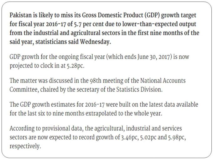 GDP Growth Rate Of Pakistan Target After Budget 2017