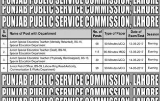 PPSC Junior Special Education Teacher Test Result 2024 Answer Key