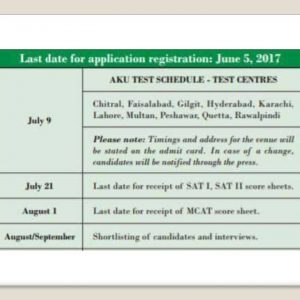 Aga Khan University MBBS Entry Test Result 2018 Submit MCAT, SAT Marksheet