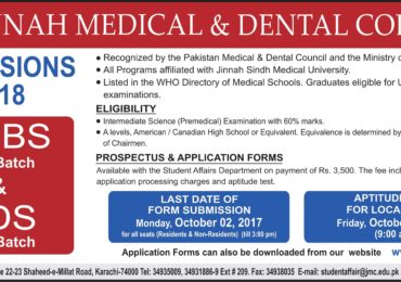 Jinnah Medical College Karachi Admission 2024 MBBS Merit List