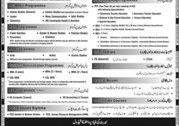 Allama Iqbal Open University Admission Form 2020 Last Date