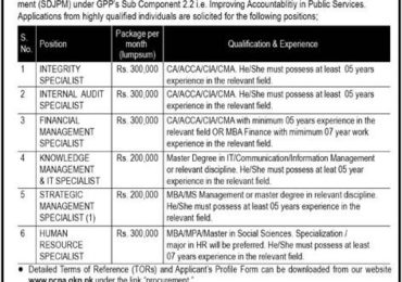 Planning and Development Department KPK PCNA Jobs 2017 Online Apply Form Download