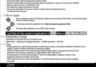 Shahbaz Sharif Merit Scholarships 2018 Foreign For PhD Eligibility Criteria How To Apply