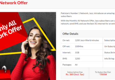 Jazz *7000# Package Details Monthly On Net, Off Net, Internet, SMS