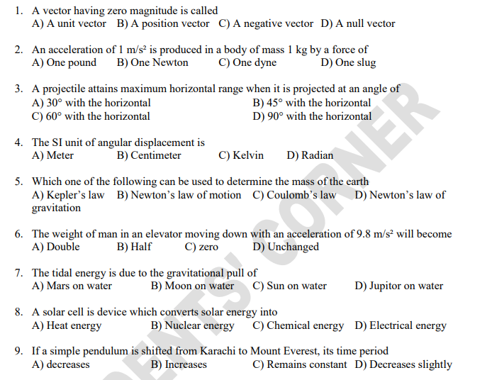 NUST Engineering Entry Test Syllabus Download Online